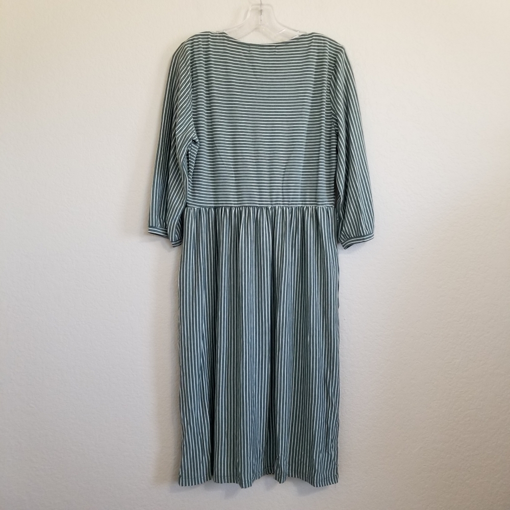 Striped Green Midi Tshirt Dress - Picture 5 of 8